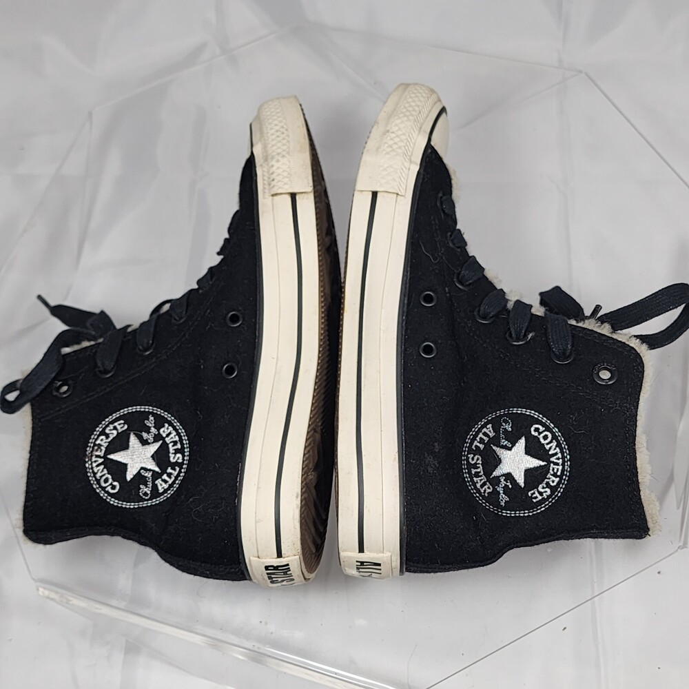 Converse All Star Chuck Taylor High Top Women 7 Wool/Faux Fur Sherpa Line Black - Picture 9 of 11
